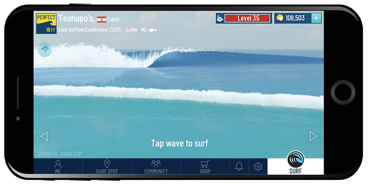 True Surf - O jogo para celular importa a altura e a direção das ondas, a velocidade e a direção do vento, as marés e a temperatura da água do Surfline