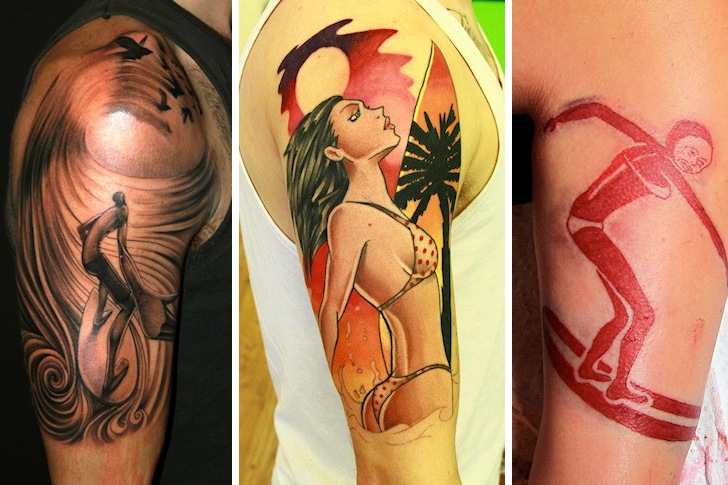 Tatuagens de surf: arte e meninas são muito comuns